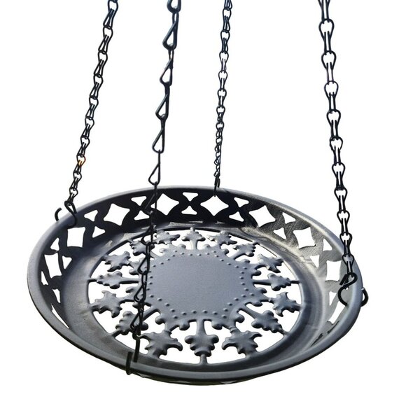 Black Metal Hanging Planter Basket with Decorative Chains Indoor Outdoor Rustic - Picture 5 of 6